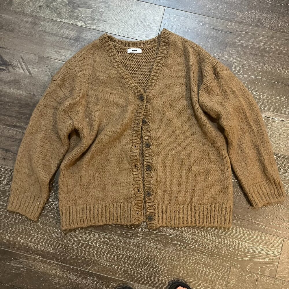 Blackup tan oversized button-up cardigan